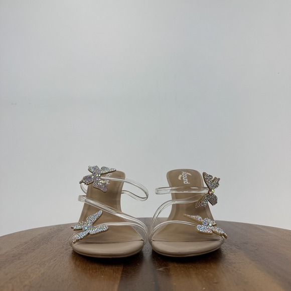 New Womens Abound Kimora Clear Strappy Crystal Butterfly Heeled Sandals Size 8 M - Picture 3 of 9